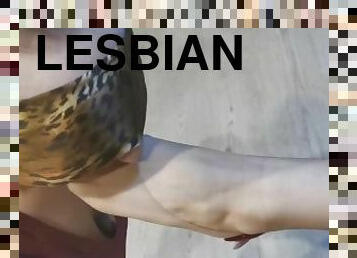 lesbiana, esclava, pies, fetichista, dominación, dedos-de-los-pies