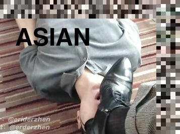 asiatique, amateur, gay, esclave, fétiche, cuir