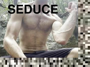 Cam Crest does a muscle show outside