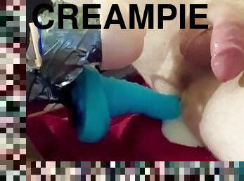 Fucked Hard by Dildo Thruster and Massive Creampie