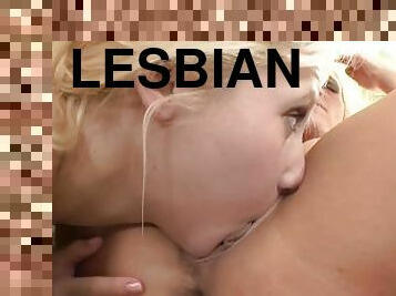 Two nasty blonde slut enjoy some wild lesbian sex