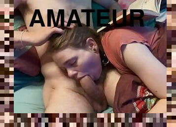 amatör, avsugning, milf, par, blond