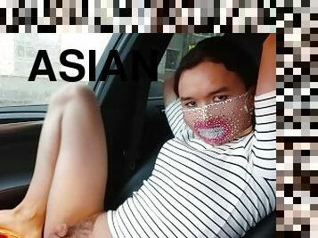 asiatisk, røv, bil, ladyboy, sød, smuk, dukke, ben, maske