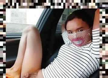 asiatique, cul, voiture, ladyboy, douce, belle, poupée, jambes, masque