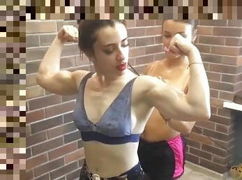 amateur, lesbiana, fetichista, musculada, entrenamiento