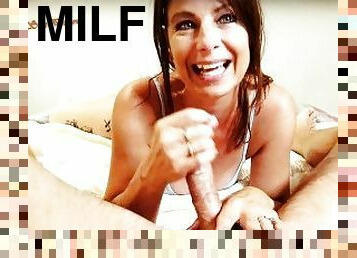 avsugning, milf, pov, sprut, brunett, kuk, sugande