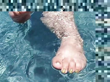 Foot Goddess Goes Swimming - Enjoy Her Delicious, Wet, Wrinkled Soles