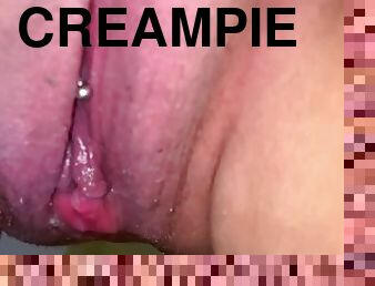 fed, fisse-pussy, kone, amatør, milf, creampie, store-sorte-skønheder, toilet, piercet