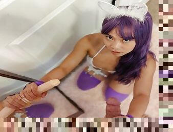 Purple Asian cosplay streamer too slutty for other sites