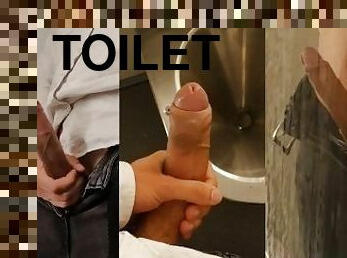 mastubasi, umum, kurus, amatir, penis-besar, remaja, toilet, seorang-diri, penis