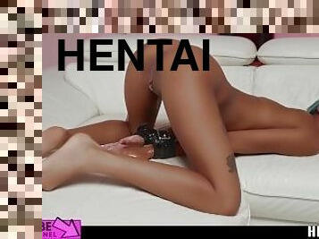 teta-grande, grande, masturbação, esguincho, tiro-ao-alvo, ébona, hardcore, facial, hentai, dildo