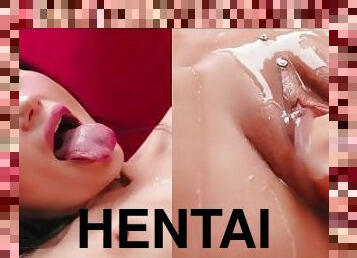 extrême, ejaculation-interne, sur-le-visage, ejaculation, pute, bukkake, hentai, machines, vagin