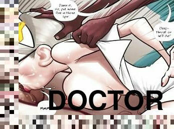 infirmière, fellation, médecin, énorme-bite, hentai, bout-a-bout, hôpital, bite