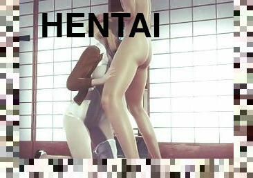 fellation, japonais, ejaculation-interne, anime, hentai, 3d, branlette-avec-les-pieds