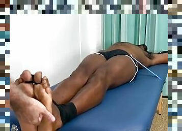 Restrained black hunk tickle tormented by deviant homosexual
