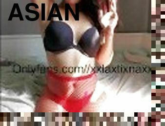 asiatique, papa, interracial, latina, décapage, bas, point-de-vue, ejaculation, horny, résille