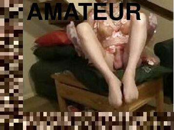 mastürbasyon-masturbation, amatör, transseksüel, uzun-çoraplar, tek-kişilik