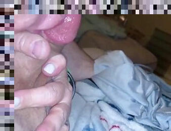 masturbation, brudar, avsugning, gigantisk-kuk, flickvän, sprut, blond, mjölk, kuk, sugande