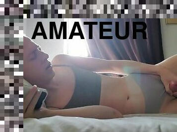 masturbation, amatör, cumshot, tonåring, sprut, ensam, brunett