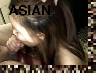 Surprise cum in mouth. Cutest Asian sucks my dick.