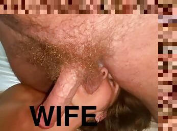 Ball sucking whore wife a quick teaser ..! milf sucks hubbys saggy balls