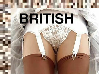 retro, skjørtet, strømper-stockings, britisk, undertøy, nylon, høye-heler