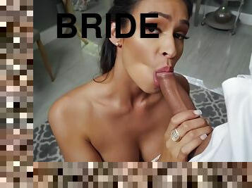 mariée, tricherie, énorme-bite, milf, latina, branlette, double, bas, point-de-vue, mariage