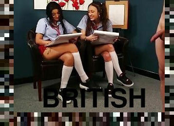 British cfnm art students watch teacher tug in kinky trio