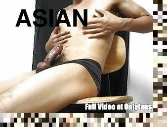 asiatique, amateur, énorme-bite, gay, branlette, culotte, solo, bite