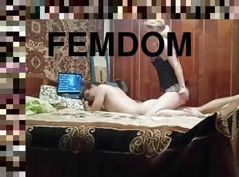 Femdom strapon her boy