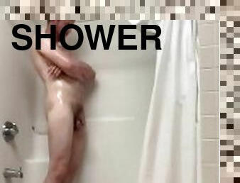 mandi, berambut-pirang, mandi-shower, merokok, basah