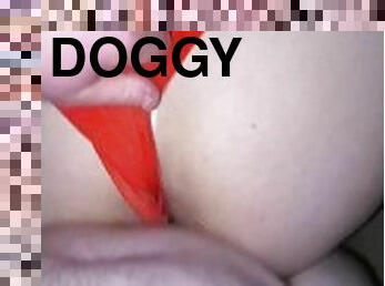 doggy, fett, anal-sex, fett-mutti, chubby, schlampe, gesichtspunkt, blondine