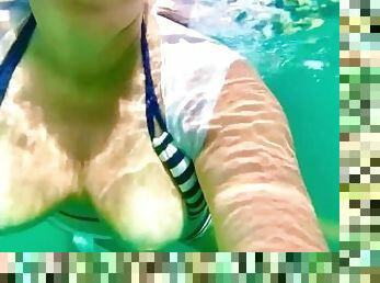 Big nipples on underwater boobs