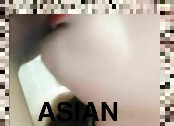 asiatisk, shemale, amatør, blowjob, tenåring, ladyboy, virkelig, små-pupper, suging