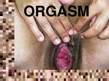 masturbatsioon, orgasm, tussu, amatöör, mänguasi, latiina, sõrmekas, märg, brünett