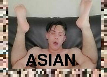 asiatique, masturbation, amateur, ejaculation-sur-le-corps, jouet, gay, pieds, secousses, mignonne, bout-a-bout
