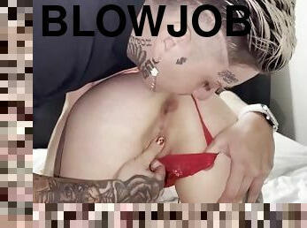 slut gives blowjob after party