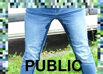 pisser, public, culotte, britannique, fétiche, jeans, réalité