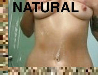stunning natural babe takes sensual shower