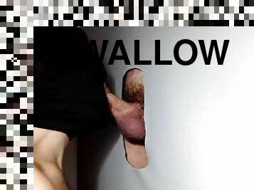 amatør, blowjob, svelging, gloryhole, første-gang, cum, muskuløs