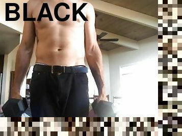 gigantisk-kuk, svart, fetisch, ensam, muskulös, bisexuell, jeans, kuk