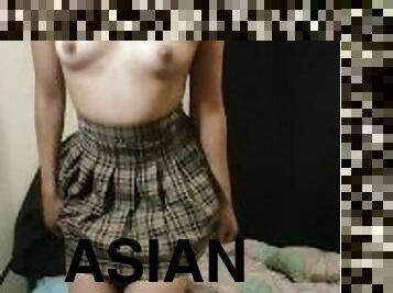 asiático, masturbação, cona-pussy, aluna, amador, babes, adolescente, brinquedo, pequeno, sozinho