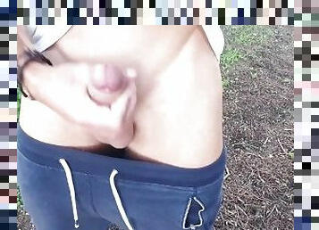 Filming my boyfriend playing his beautiful Cock in public until he almost got caught