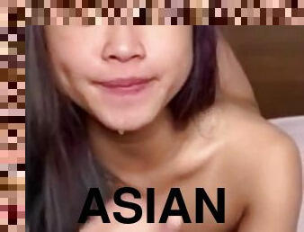 Asian Teen Takes Huge White Cock