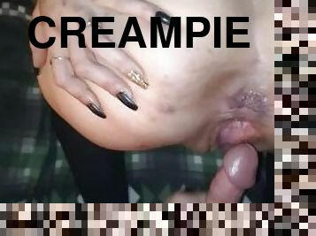 Creampie after beating up pussy