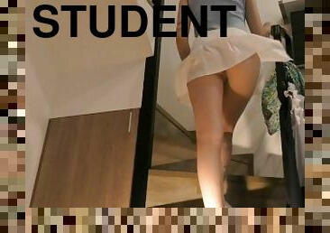 pussy, skolejente, student, amatør, intervju, truser, høyskole, stram, petite, erting