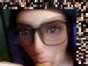 3D Cartoon Girl Sucks My Cock On Snapchat  Purple Hair with Glasses
