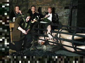 Blond Wench Magda Endures Extreme Food Play & BDSM Gang Bang