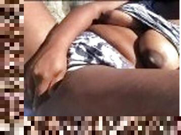 masturbation, mamelons, orgasme, en-plein-air, public, ébène, compilation, cam, plage, voyeur