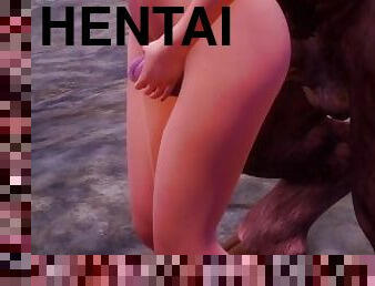 Furry Minotaur vs Horny Girl  Big Cock Monster  3D Porn Wild Life